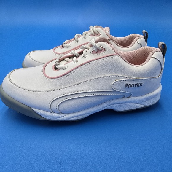 FootJoy‎ Greenjoys Women's White Pink Golf Shoes Soft Spike 48703 Size 7.5M - Picture 1 of 10
